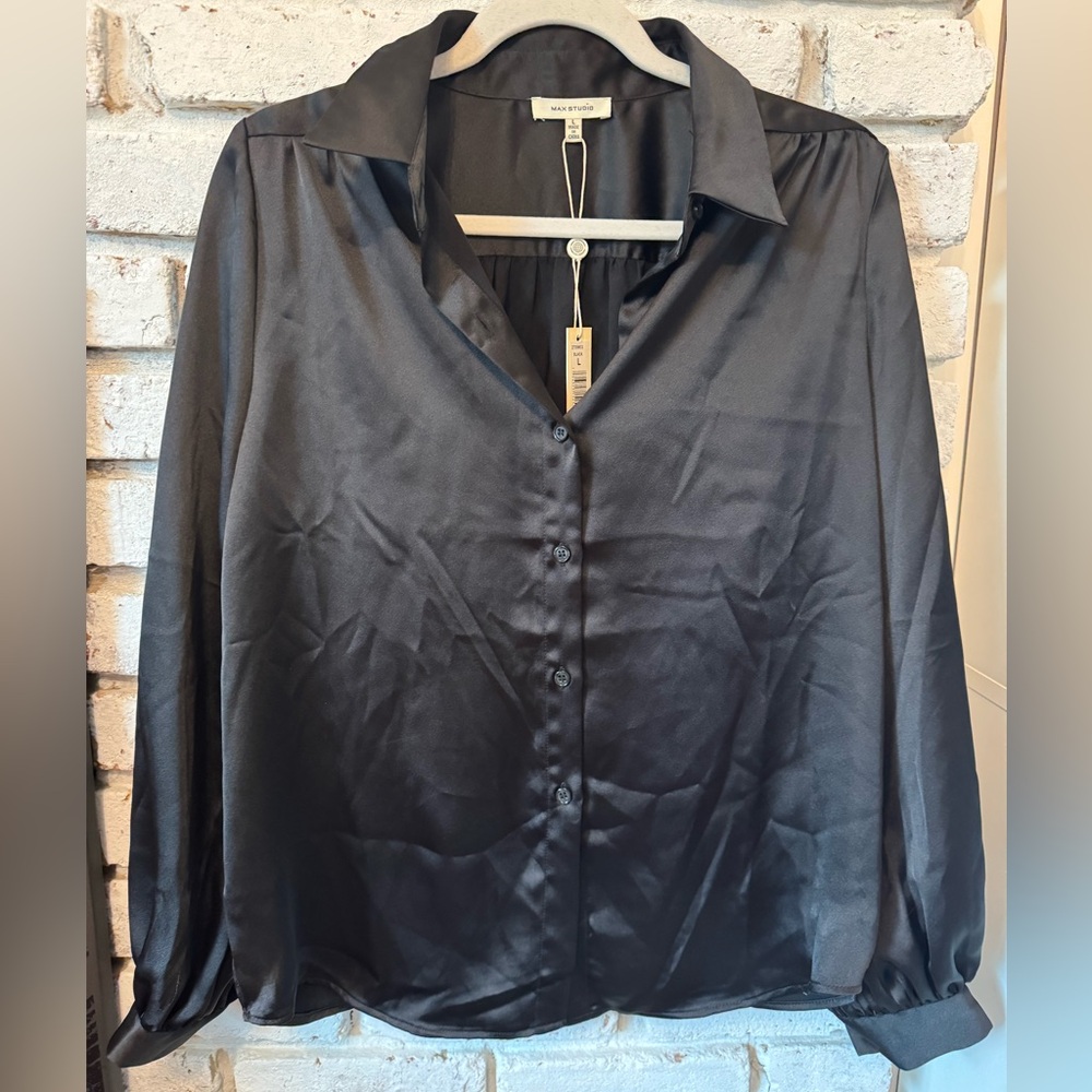 Max Studio Black Button Down Shirt